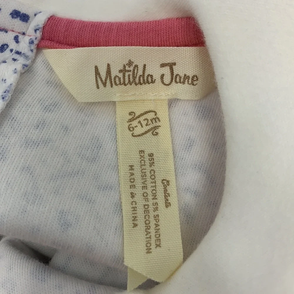 Matilda Jane Baby Girl Crafty Collared Romper 6-12 Months Peter Pan Collar